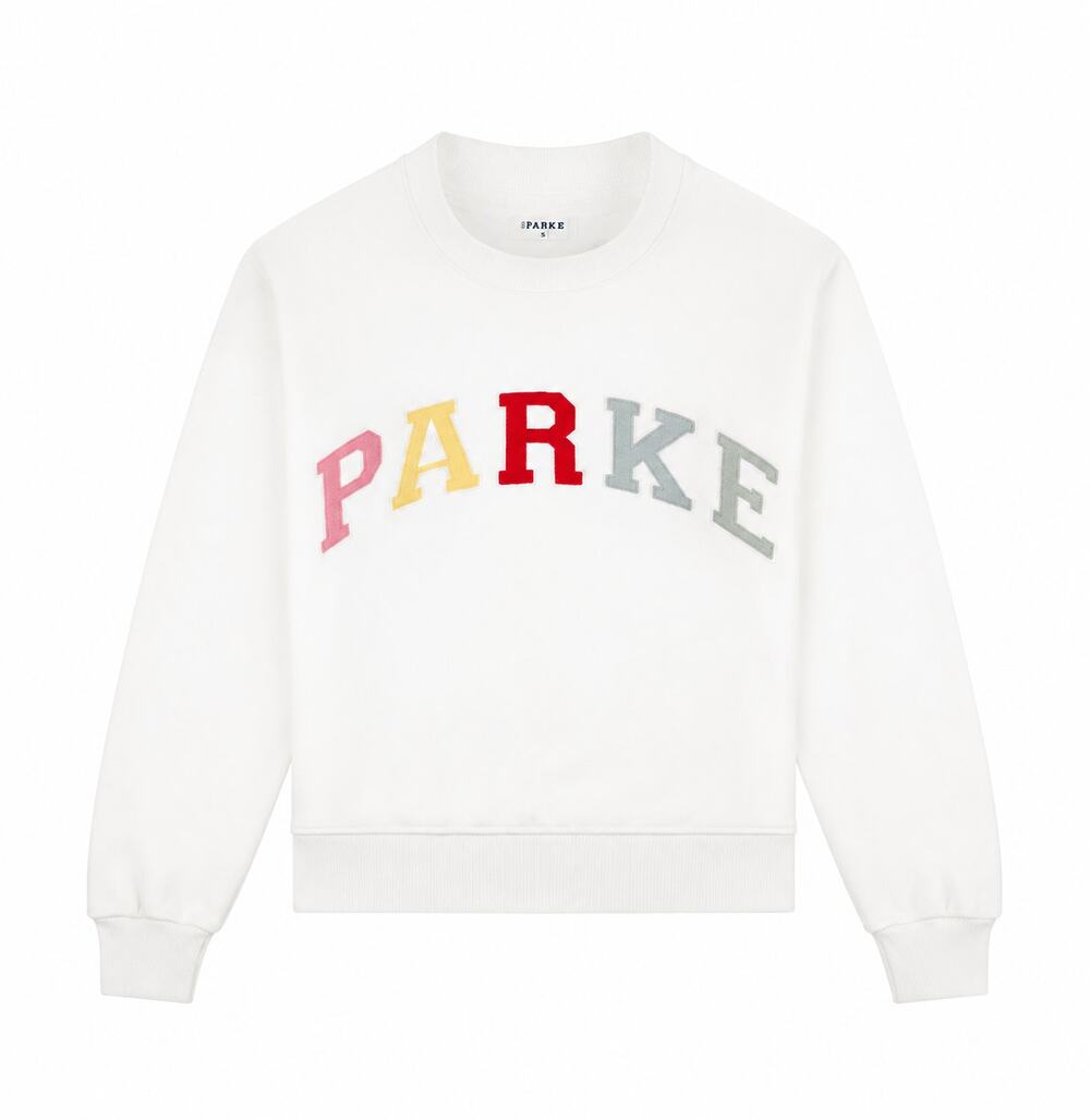 PARKE Heritage Varsity Mockneck Sweatshirt White Women's Pullover NWT XXL